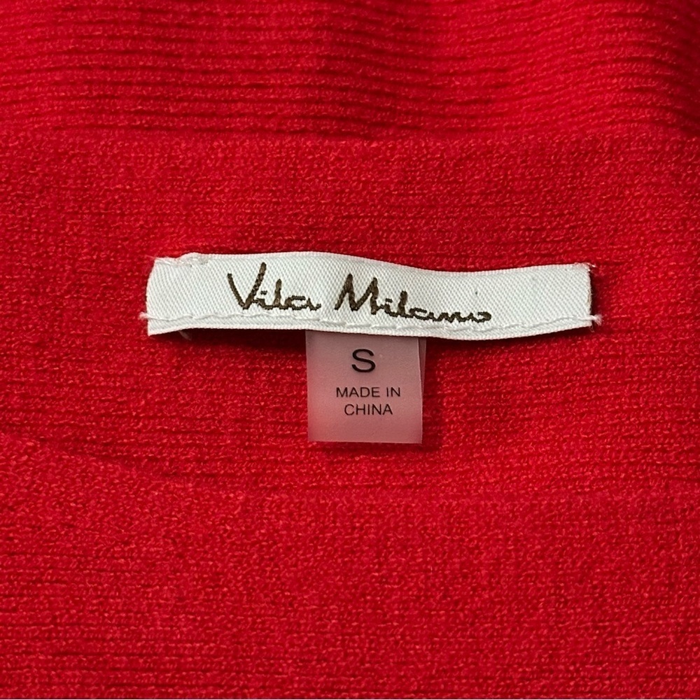 Vila Milano Women’s Size S Red Lightweight Knit Gold Faux Snap Up Arms Sweater - Picture 4 of 7